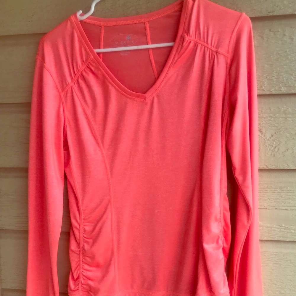Tangerine vneck long sleeve top